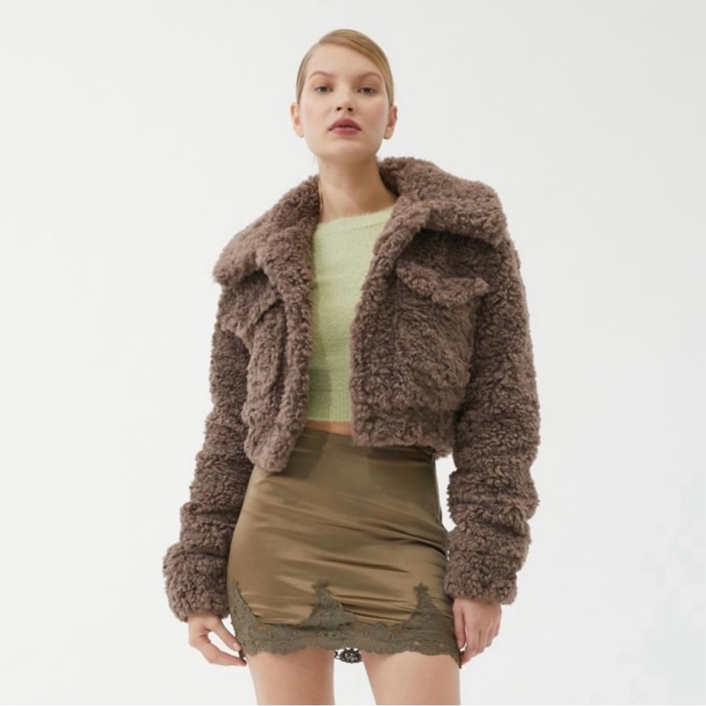 Urban Outfitters Green Satin Mini Skirt with Lace Details